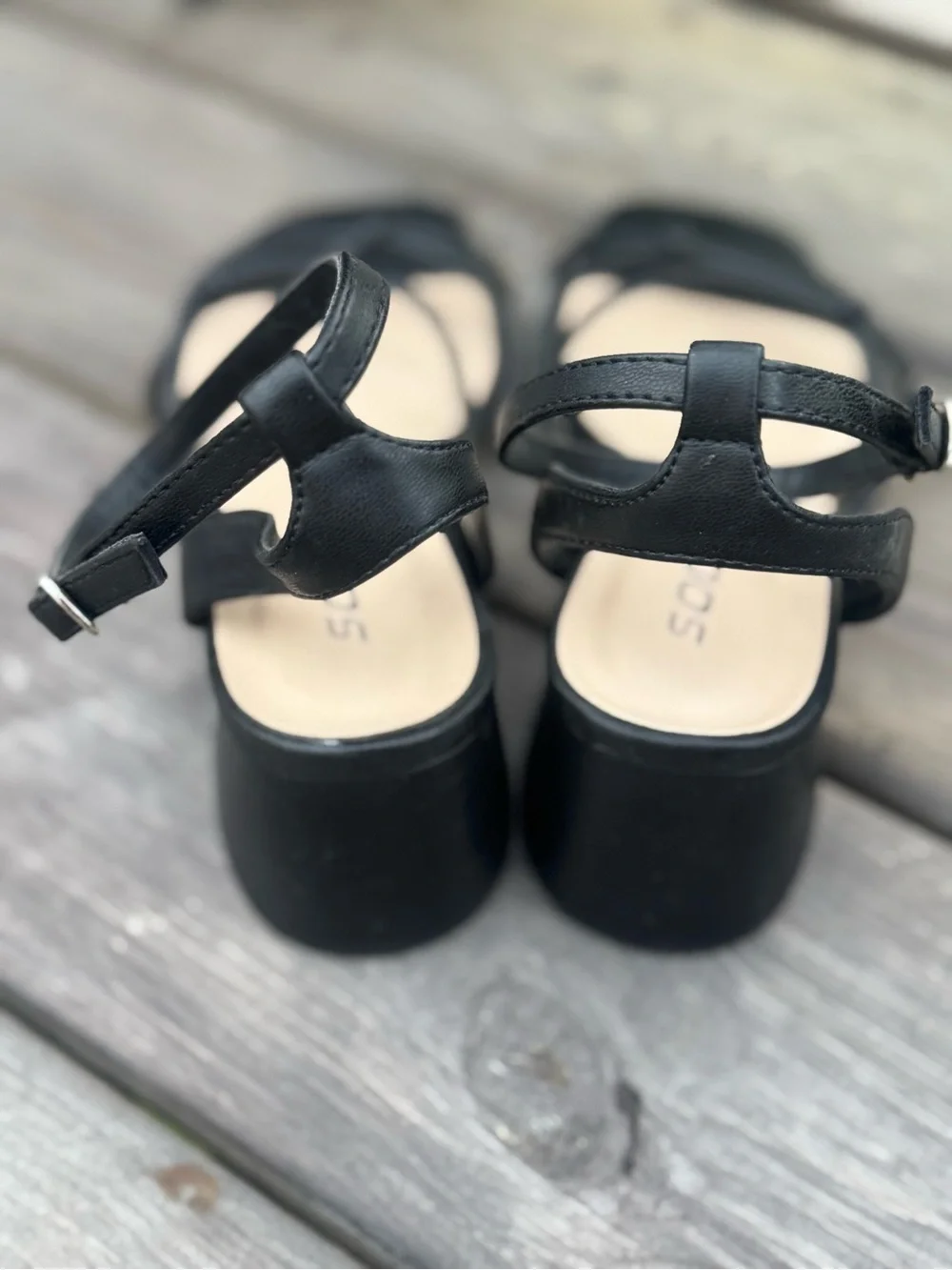 Soda Black Knotted Strappy Block Heel Sandals